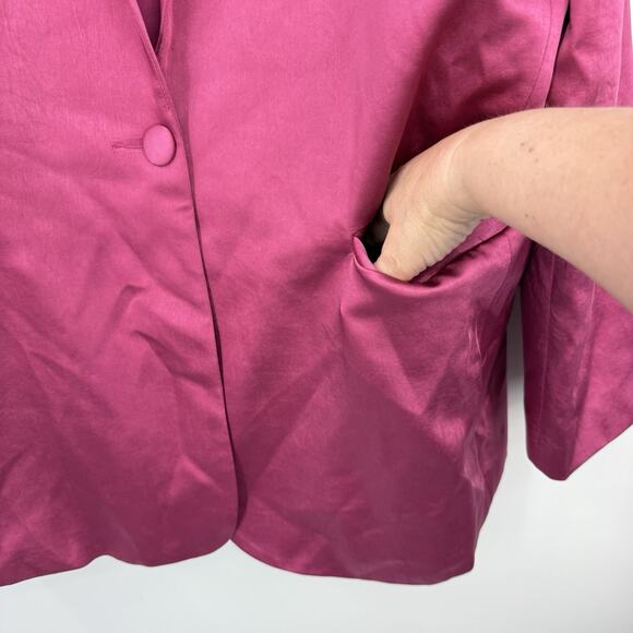 SLA The Label Olivia Oversized Satin Blazer Size XL Magenta Pink NWT - Picture 4 of 13